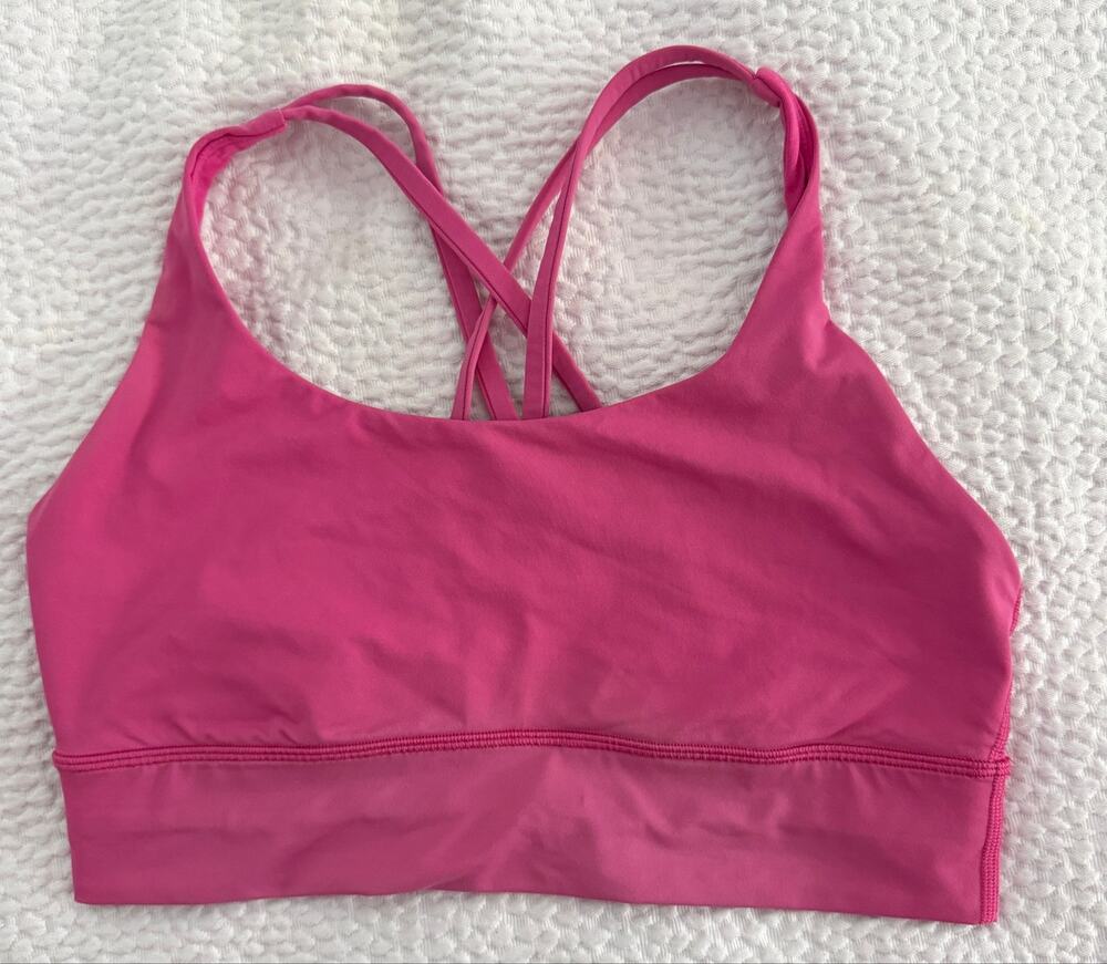 Lululemon Energy Longline Bra Sonic Pink Medium Support B-D Cups Size 10 W2AV0S